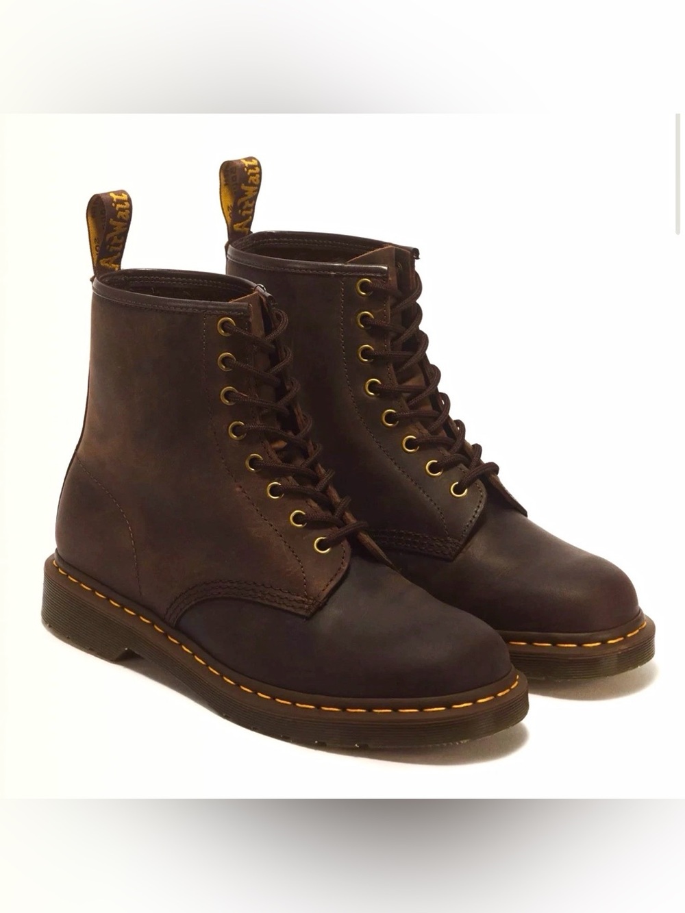 Dr. Martens 1460 Crazy Horse Brown Leather 8 Hole Lace Up Boots W7 NEW WITH TAGs